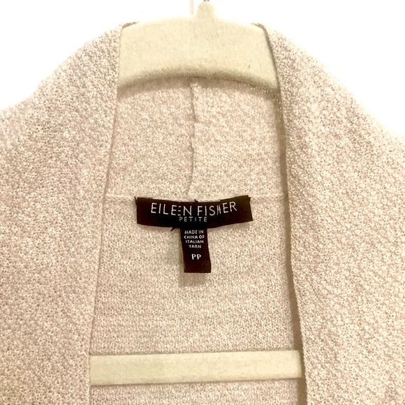 Eileen Fisher Open Cardigan Sweater 100% Wool Oatmeal Size XS (PP) Petite - Picture 4 of 8